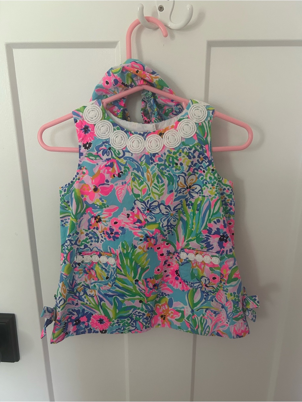 Lilly Pulitzer Blue Floral Sleeveless Tunic with Pink & Green Accents
